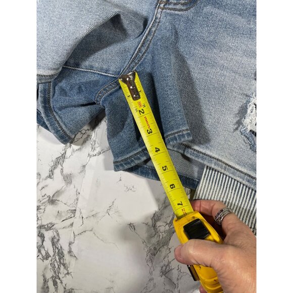 Kancan Womens High Rise Denim Shorts Size 18 Distressed Ripped Style Blue - Picture 4 of 7